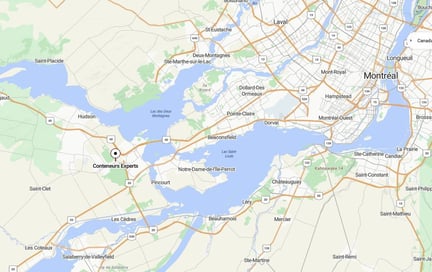 Carte_conteneurs experts_Vaudreuil-Dorion_siège social